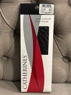 Catherines Pantyhose Light Support Pantyhose Jet Black SIZE D NIP